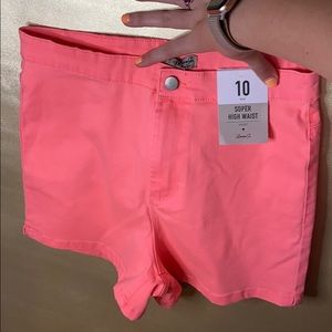 Neon Pink Super High Waist Shorts